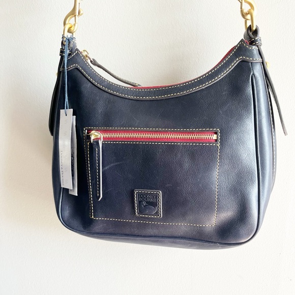 Dooney & Bourke Florentine Toscana Crossbody Hobo Navy Shouler Bag Purse Leather - Picture 5 of 9